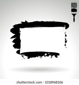 Black brush stroke and texture. Grunge vector abstract hand - painted element. Underline and border design.
