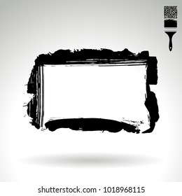 Black brush stroke and texture. Grunge vector abstract hand - painted element. Underline and border design.