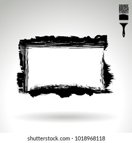 Pincel negro y textura. Grunge vectorial abstracto de la mano - elemento pintado. Diseño de subrayado y borde.