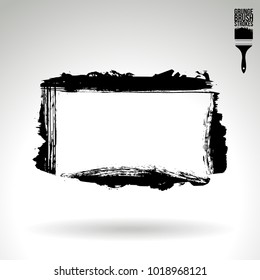 Black brush stroke and texture. Grunge vector abstract hand - painted element. Underline and border design.