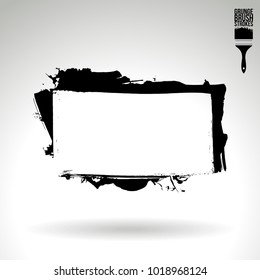 Black brush stroke and texture. Grunge vector abstract hand - painted element. Underline and border design.