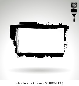 Black brush stroke and texture. Grunge vector abstract hand - painted element. Underline and border design.