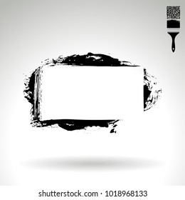 Black brush stroke and texture. Grunge vector abstract hand - painted element. Underline and border design.