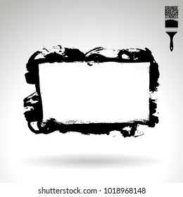 Black brush stroke and texture. Grunge vector abstract hand - painted element. Underline and border design.