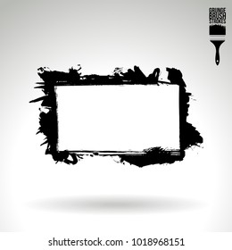 Black brush stroke and texture. Grunge vector abstract hand - painted element. Underline and border design.