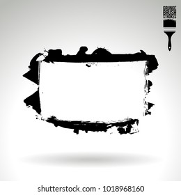 Black brush stroke and texture. Grunge vector abstract hand - painted element. Underline and border design.