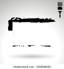 Black brush stroke and texture. Grunge vector abstract hand - painted element. Underline and border design.