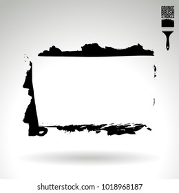 Black brush stroke and texture. Grunge vector abstract hand - painted element. Underline and border design.