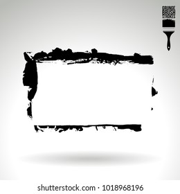 Black brush stroke and texture. Grunge vector abstract hand - painted element. Underline and border design.