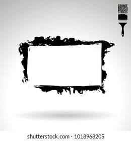 Black brush stroke and texture. Grunge vector abstract hand - painted element. Underline and border design.