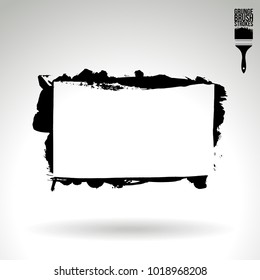 Black brush stroke and texture. Grunge vector abstract hand - painted element. Underline and border design.