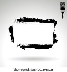 Black brush stroke and texture. Grunge vector abstract hand - painted element. Underline and border design.
