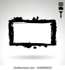 Black brush stroke and texture. Grunge vector abstract hand - painted element. Underline and border design.