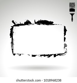 Black brush stroke and texture. Grunge vector abstract hand - painted element. Underline and border design.