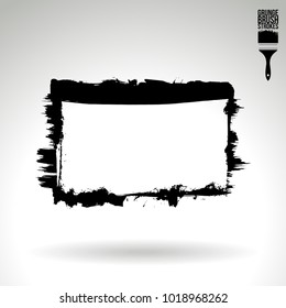 Black brush stroke and texture. Grunge vector abstract hand - painted element. Underline and border design.