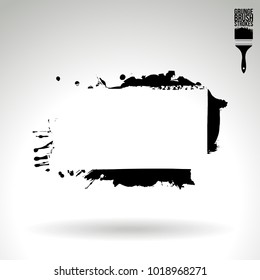 Black brush stroke and texture. Grunge vector abstract hand - painted element. Underline and border design.