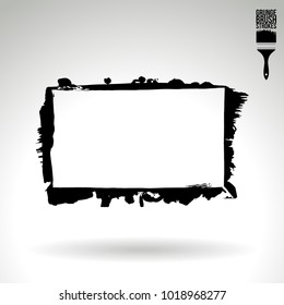 Black brush stroke and texture. Grunge vector abstract hand - painted element. Underline and border design.