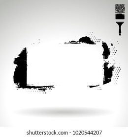 Black brush stroke and texture. Grunge vector abstract hand - painted element. Underline and border design.