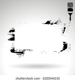Black brush stroke and texture. Grunge vector abstract hand - painted element. Underline and border design.