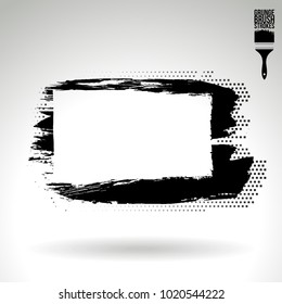 Black brush stroke and texture. Grunge vector abstract hand - painted element. Underline and border design.