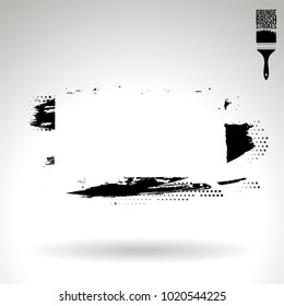 Black brush stroke and texture. Grunge vector abstract hand - painted element. Underline and border design.