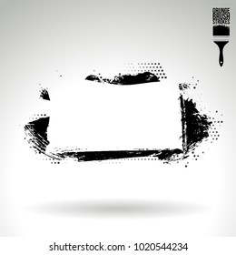 Black brush stroke and texture. Grunge vector abstract hand - painted element. Underline and border design.