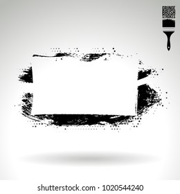 Black brush stroke and texture. Grunge vector abstract hand - painted element. Underline and border design.