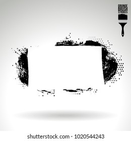 Black brush stroke and texture. Grunge vector abstract hand - painted element. Underline and border design.