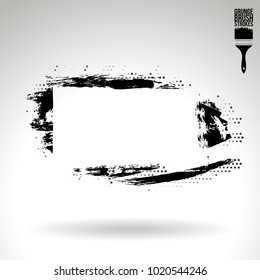 Black brush stroke and texture. Grunge vector abstract hand - painted element. Underline and border design.