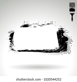 Black brush stroke and texture. Grunge vector abstract hand - painted element. Underline and border design.