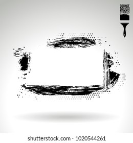 Black brush stroke and texture. Grunge vector abstract hand - painted element. Underline and border design.