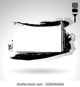 Black brush stroke and texture. Grunge vector abstract hand - painted element. Underline and border design.