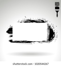 Black brush stroke and texture. Grunge vector abstract hand - painted element. Underline and border design.