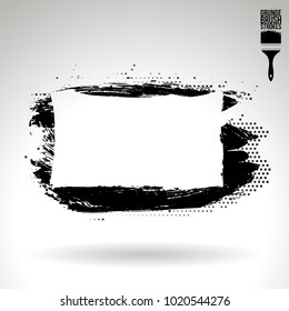 Black brush stroke and texture. Grunge vector abstract hand - painted element. Underline and border design.