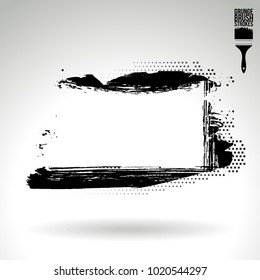 Black brush stroke and texture. Grunge vector abstract hand - painted element. Underline and border design.