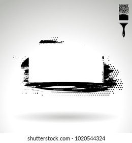 Black brush stroke and texture. Grunge vector abstract hand - painted element. Underline and border design.