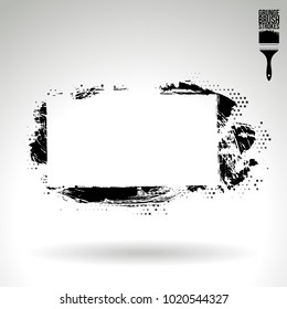 Black brush stroke and texture. Grunge vector abstract hand - painted element. Underline and border design.