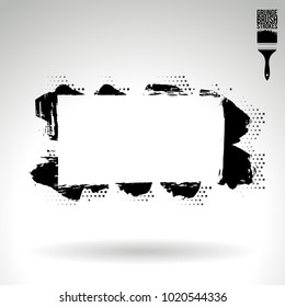 Black brush stroke and texture. Grunge vector abstract hand - painted element. Underline and border design.
