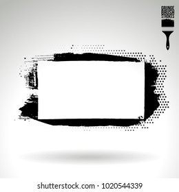 Black brush stroke and texture. Grunge vector abstract hand - painted element. Underline and border design.