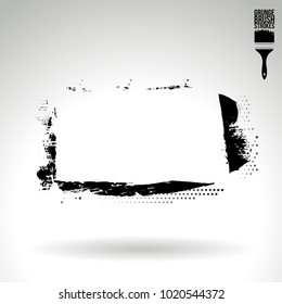 Black brush stroke and texture. Grunge vector abstract hand - painted element. Underline and border design.