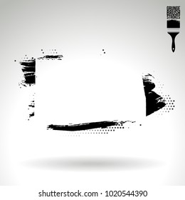 Black brush stroke and texture. Grunge vector abstract hand - painted element. Underline and border design.