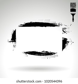 Black brush stroke and texture. Grunge vector abstract hand - painted element. Underline and border design.