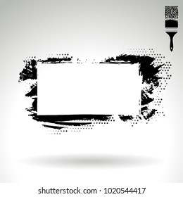 Black brush stroke and texture. Grunge vector abstract hand - painted element. Underline and border design.