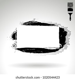Black brush stroke and texture. Grunge vector abstract hand - painted element. Underline and border design.