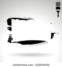 Black brush stroke and texture. Grunge vector abstract hand - painted element. Underline and border design.