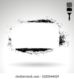Black brush stroke and texture. Grunge vector abstract hand - painted element. Underline and border design.