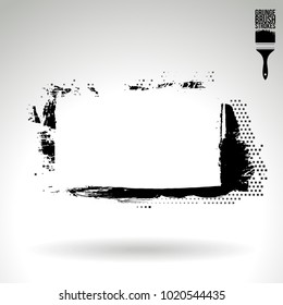 Black brush stroke and texture. Grunge vector abstract hand - painted element. Underline and border design.