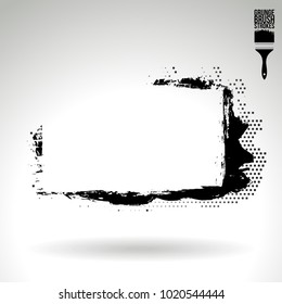Black brush stroke and texture. Grunge vector abstract hand - painted element. Underline and border design.