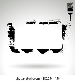 Black brush stroke and texture. Grunge vector abstract hand - painted element. Underline and border design.