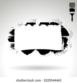 Black brush stroke and texture. Grunge vector abstract hand - painted element. Underline and border design.